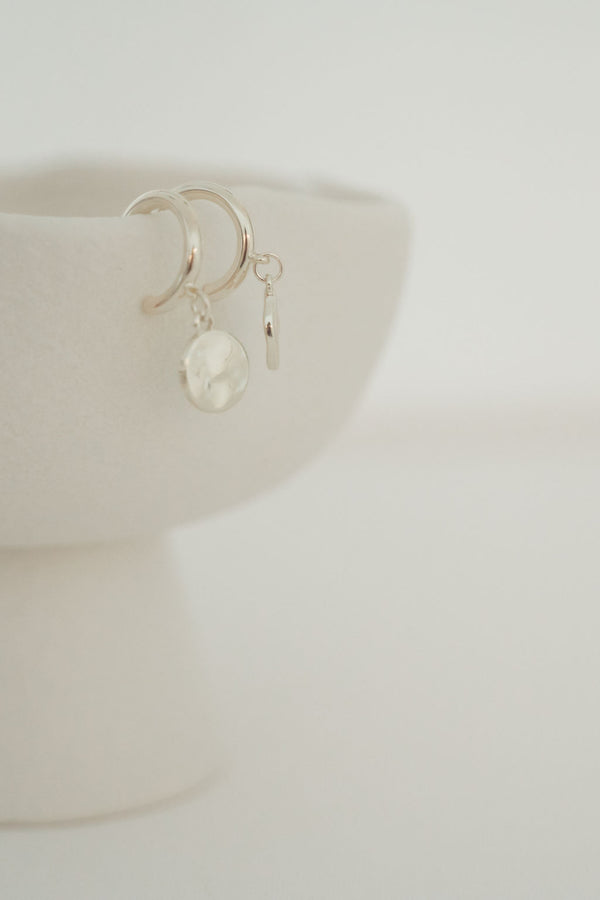 Light Gold Drop Ring Disc Earring