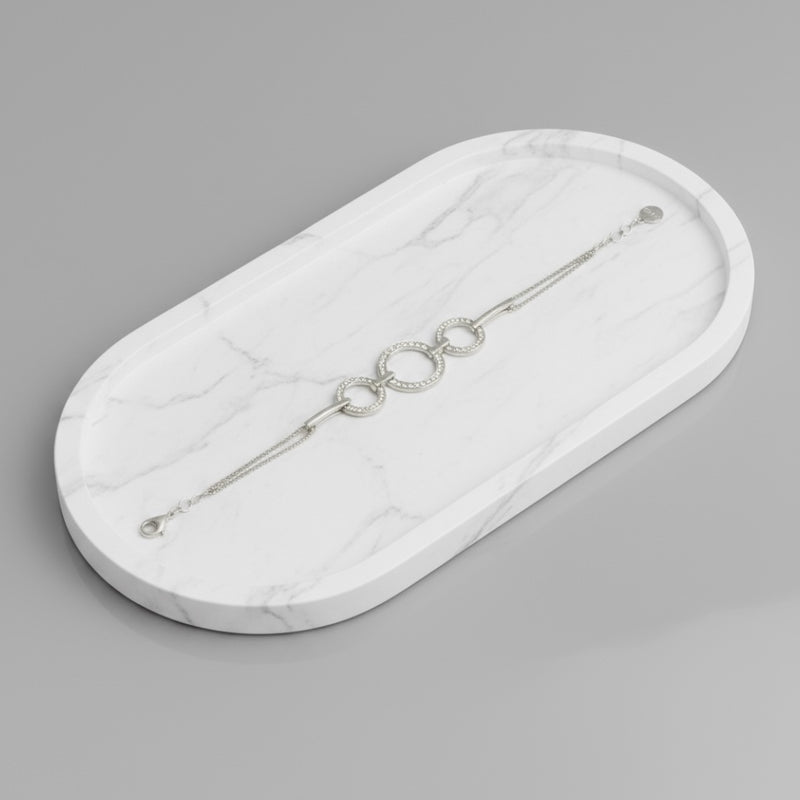 Fine | Silver 3 Ring Crystal Bracelet