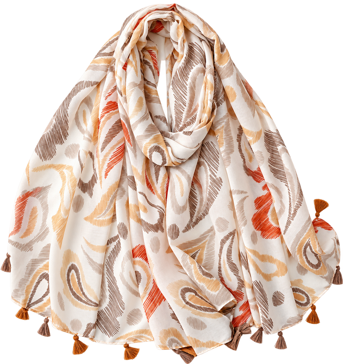 Ladies | Orange & Brown Print Scarf
