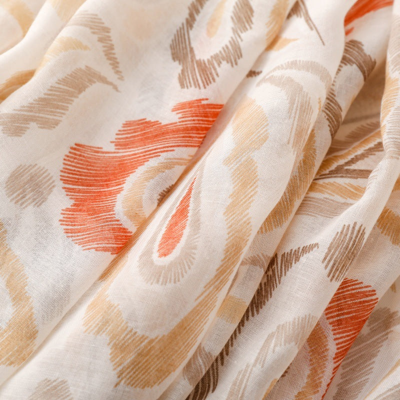 Ladies | Orange & Brown Print Scarf