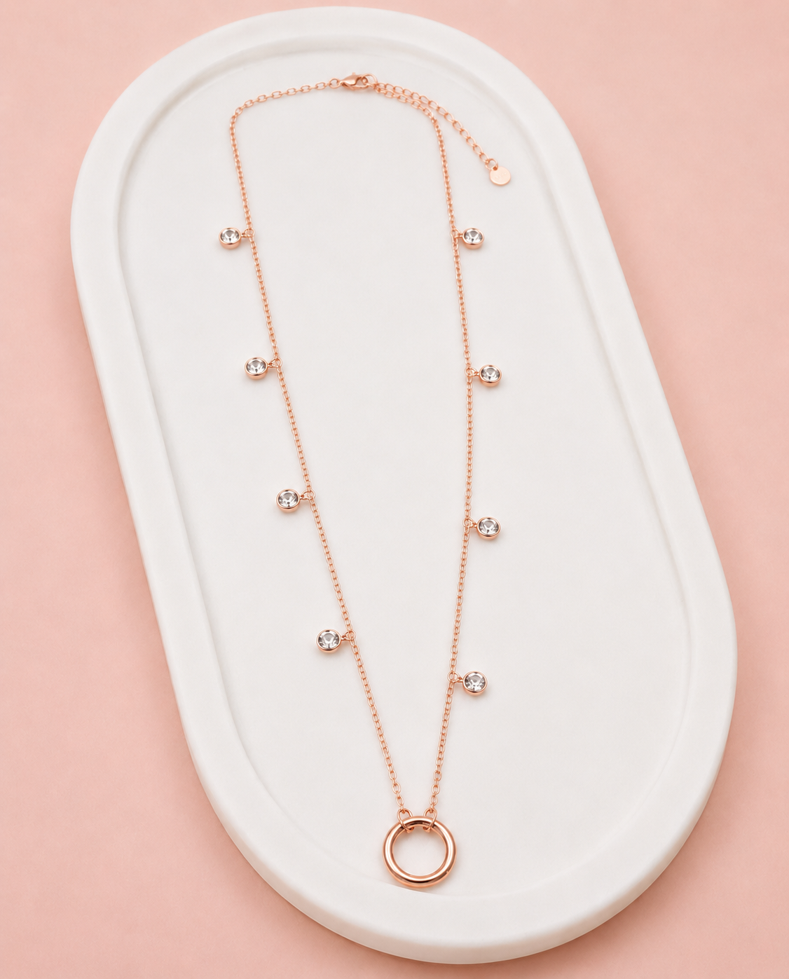 Rose Gold Open Clip & Bling Long Necklace