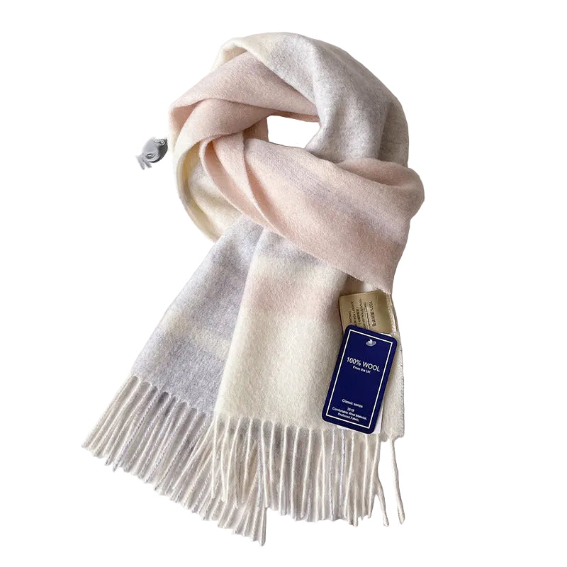 Ladies Winter Wool |Pastel Check Scarf