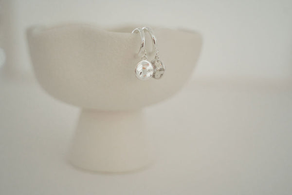 Silver Drop Ring Disc Earring