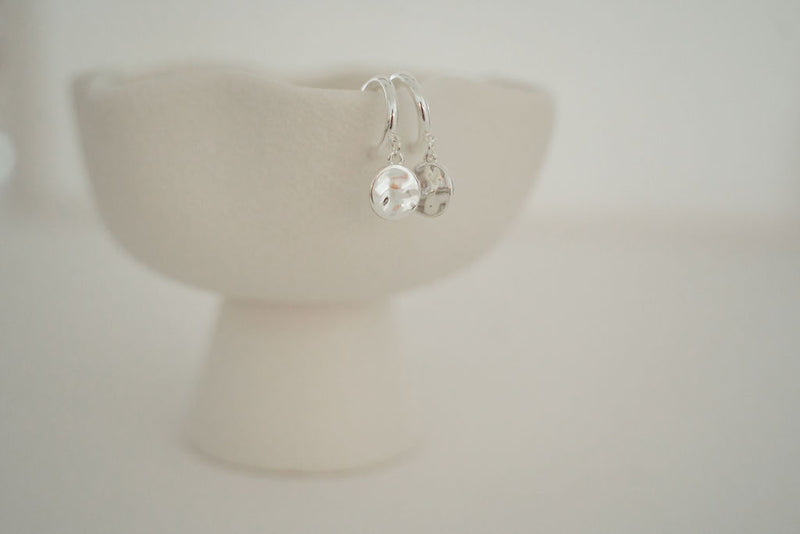 Silver Drop Ring Disc Earring