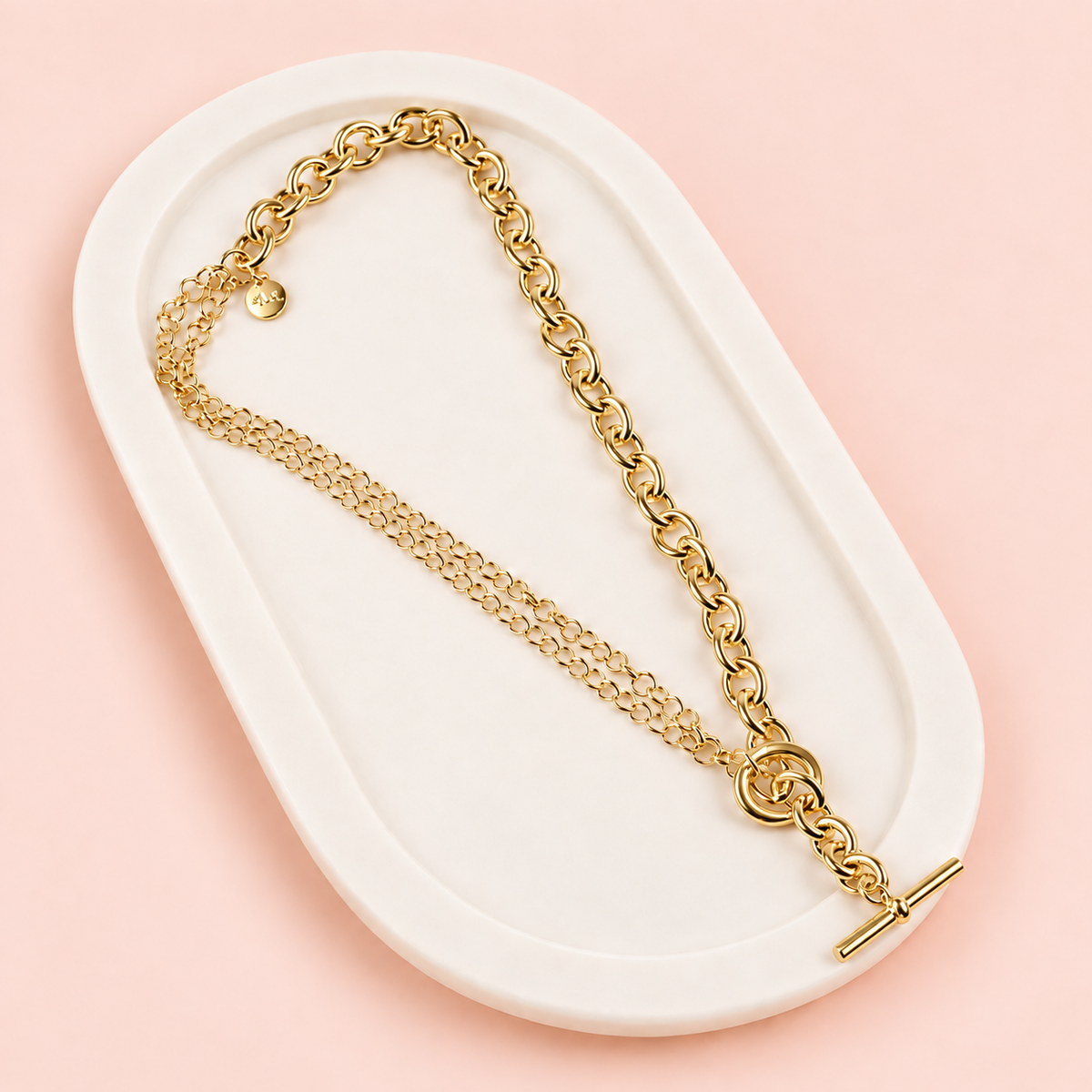 SHORT | Yellow Gold Beautiful Chunky Fob Necklace