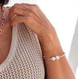 Rose Gold Plated with Pearl Ends Bangle