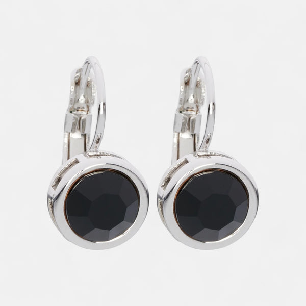 Fine | Silver Black Crystal Earring