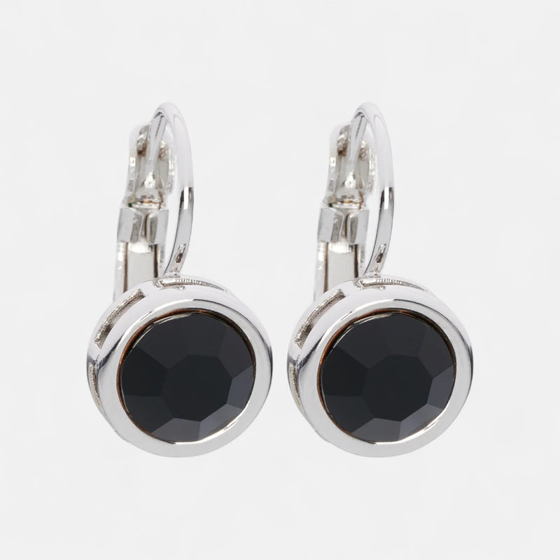 Fine | Silver Black Crystal Earring