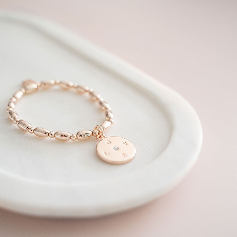 LOVE | Rose Gold "LOVE" Pendant Bracelet