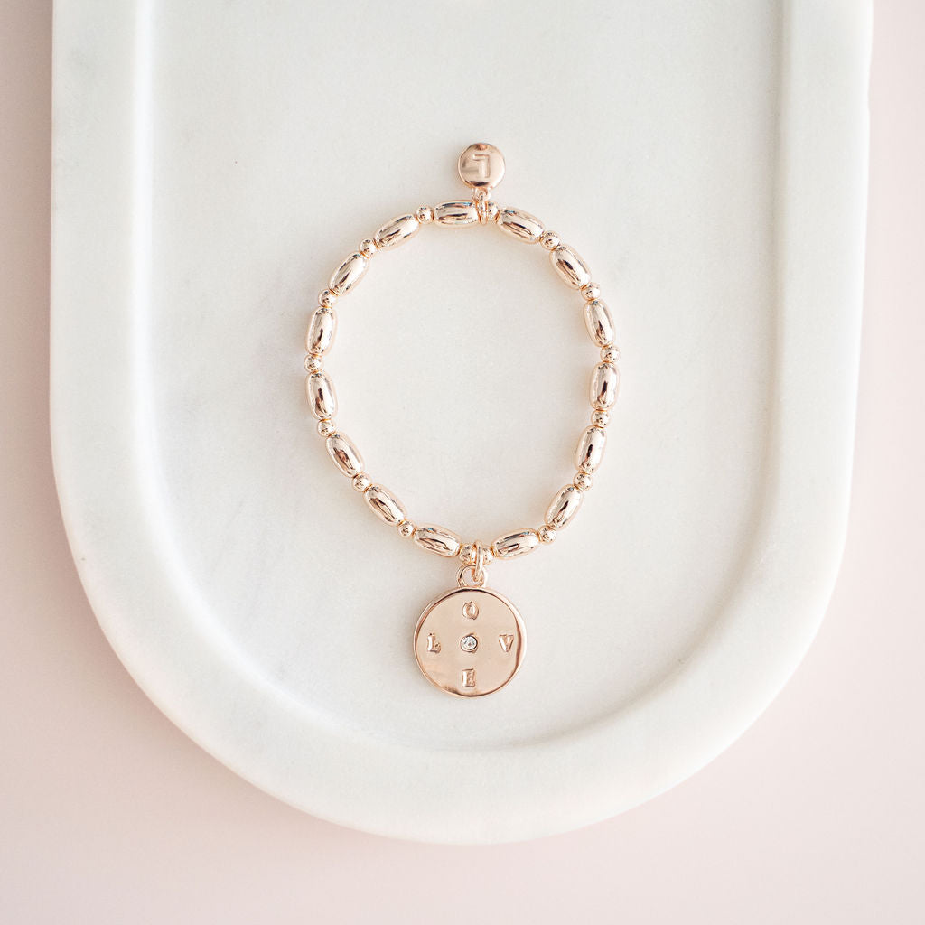 Rose Gold "LOVE" Pendant Bracelet