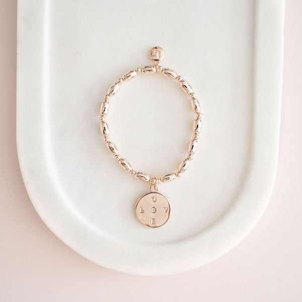 LOVE | Rose Gold "LOVE" Pendant Bracelet