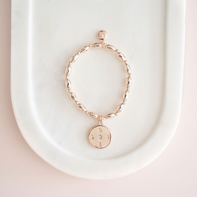 Rose Gold "LOVE" Pendant Bracelet