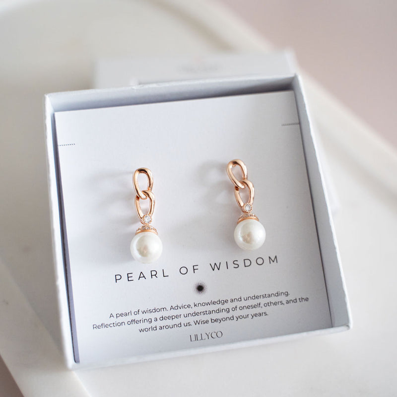 Fine | Boxed Rose Gold Crystal & Pearl Earrings