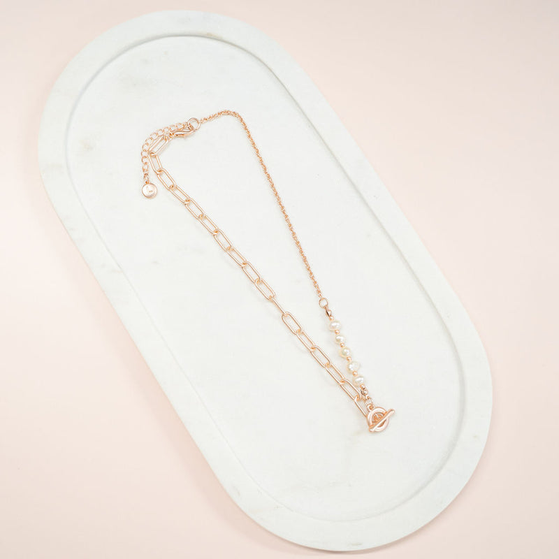 SHORT | Matt Rose Gold Pearl Necklace