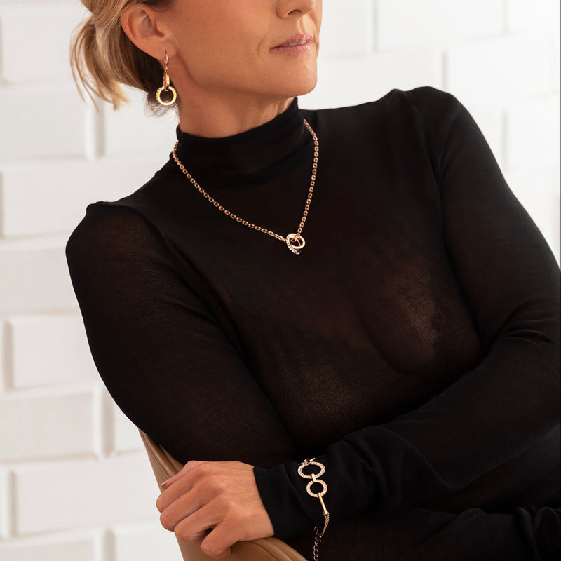 Fine | Short Rose Gold 2 Ring Necklace