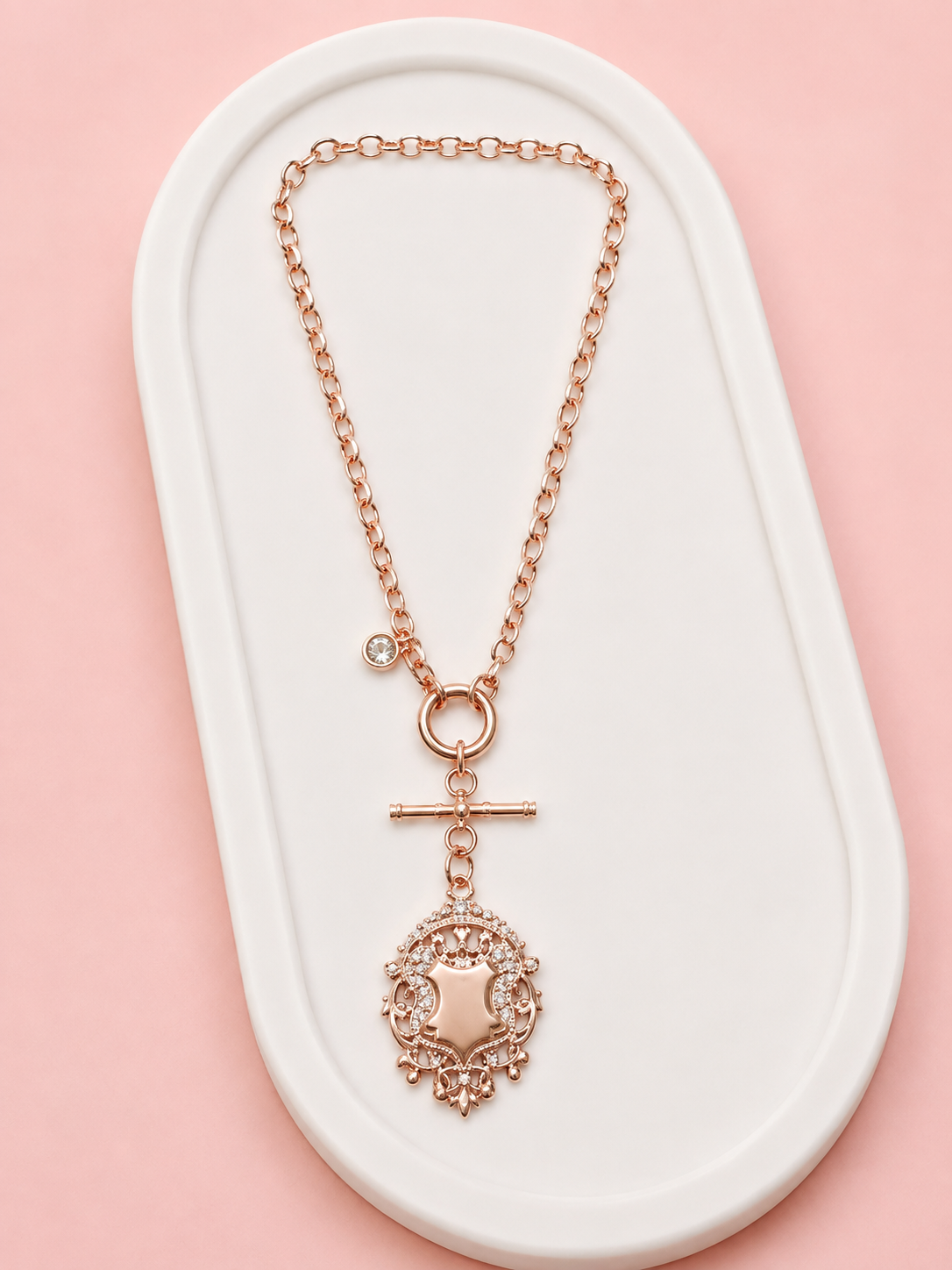 SHORT | Rose Gold Chunky Chain with Shield Necklace