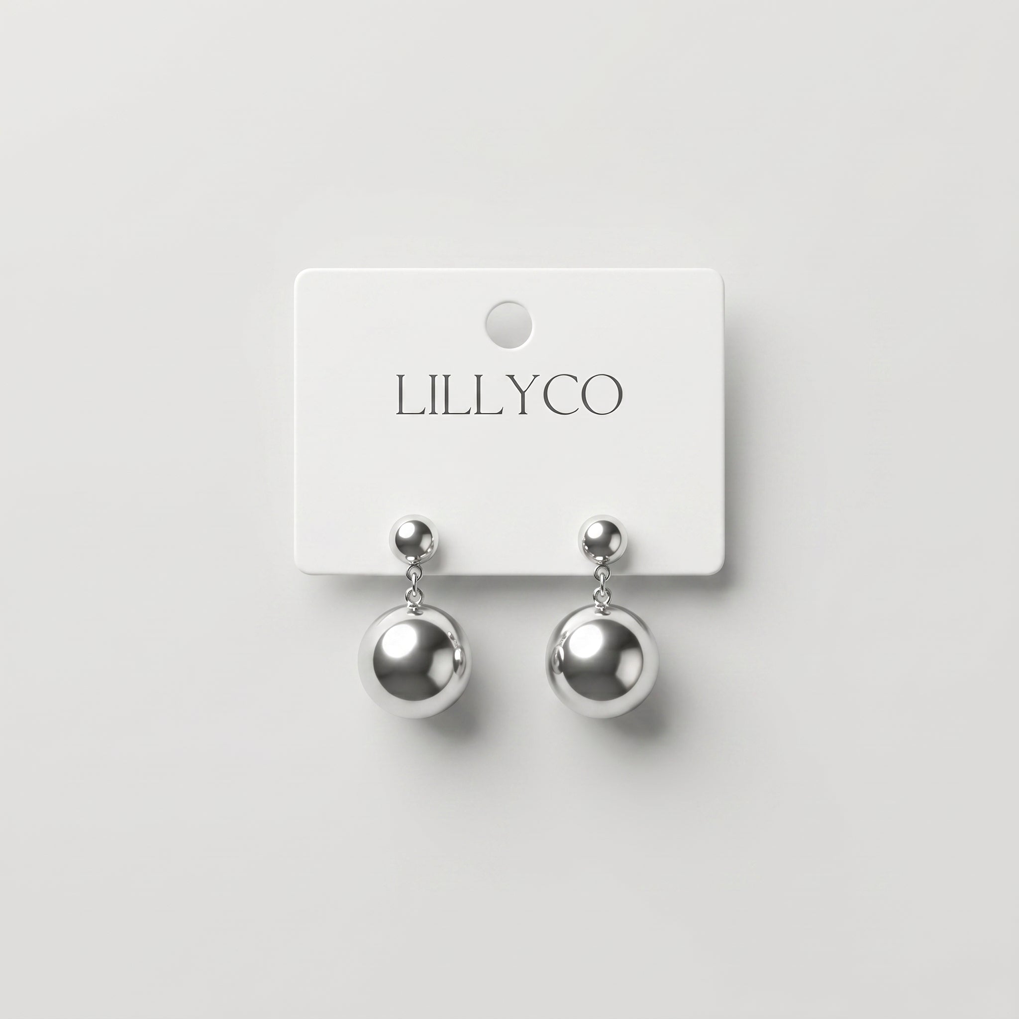 Silver Drop Ball Earring
