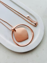 Rose Gold Snake Chain with Large Pendant Long Necklace