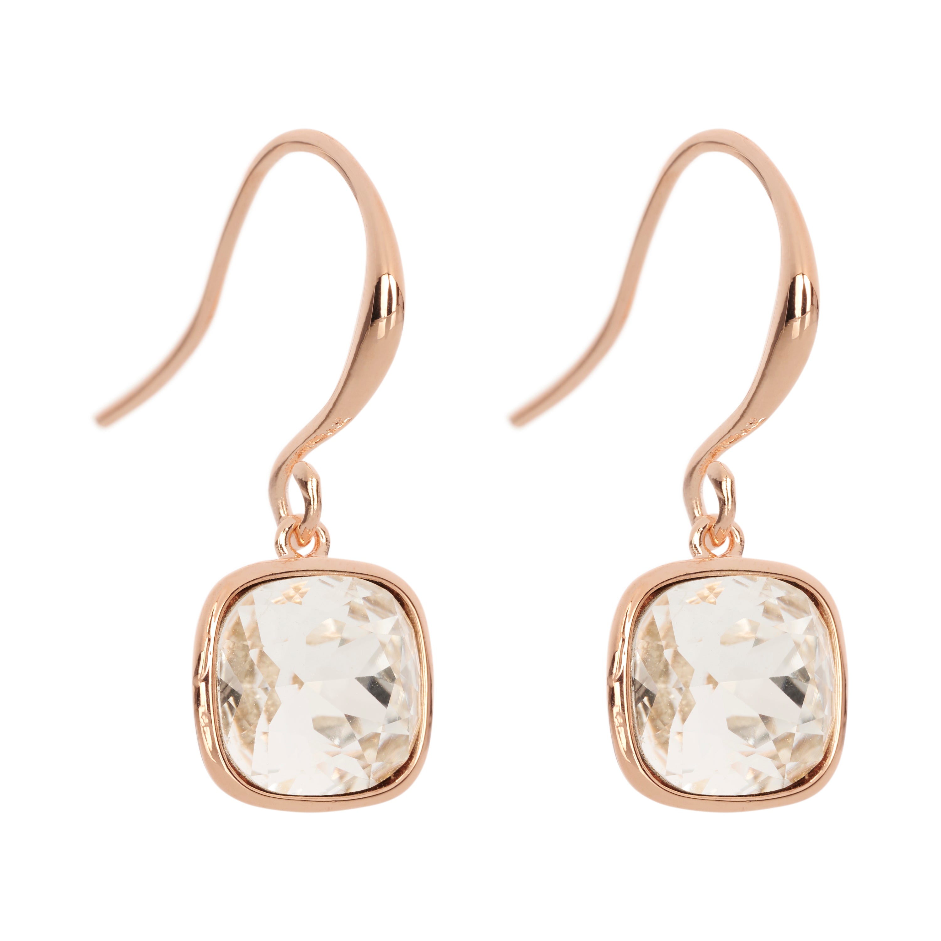 Fine | Rose Gold Square Crystal Earring