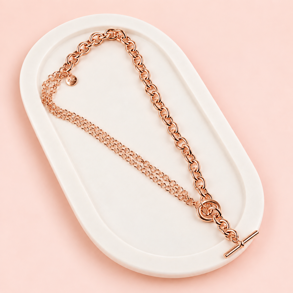 SHORT | Rose Gold Beautiful Chunky Fob Necklace