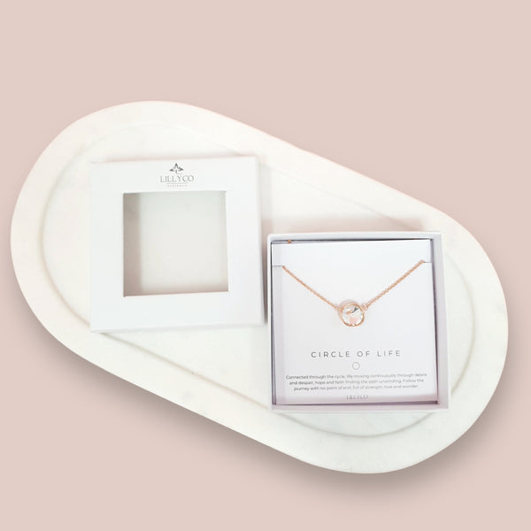 Fine | Boxed Rose Gold Round Crystal Necklace