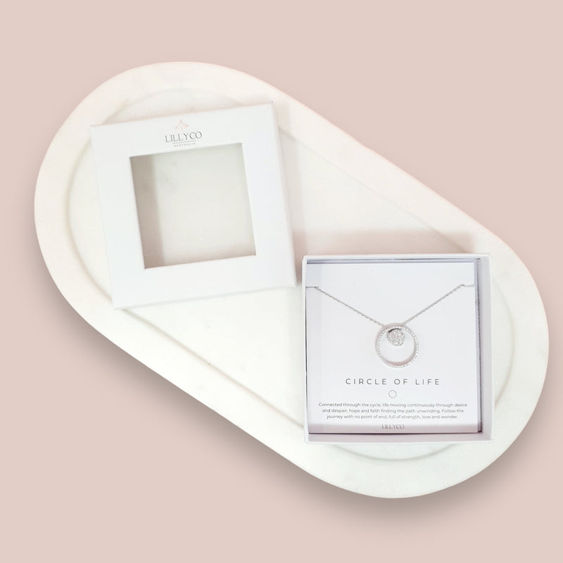 Fine | Boxed Silver Thin Crystal Ring Necklace