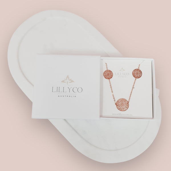 Fine | Boxed Rose Gold 3 Disc Necklace