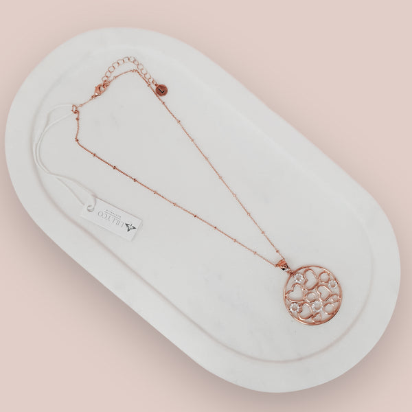 Fine | Boxed Rose Gold Circle of Hearts Pendant Necklace