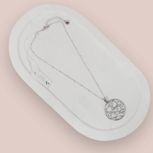 Fine | Boxed Silver Circle of Hearts Pendant Necklace