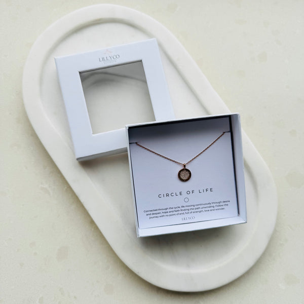 Fine | #1 Circle of Life Boxed Rose Gold Round Bling Necklace