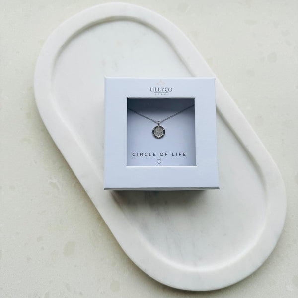 Fine | #1 Circle of Life Boxed Silver Round Bling Necklace