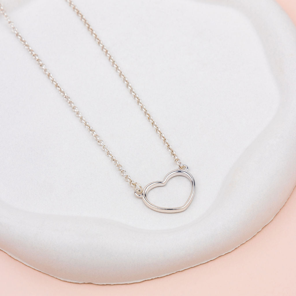 SHORT | Silver Heart Necklace on a THANK YOU Card.