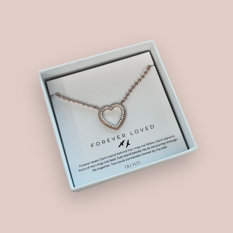 Fine | Forever Loved Boxed Bling Heart Necklace | Rose Gold