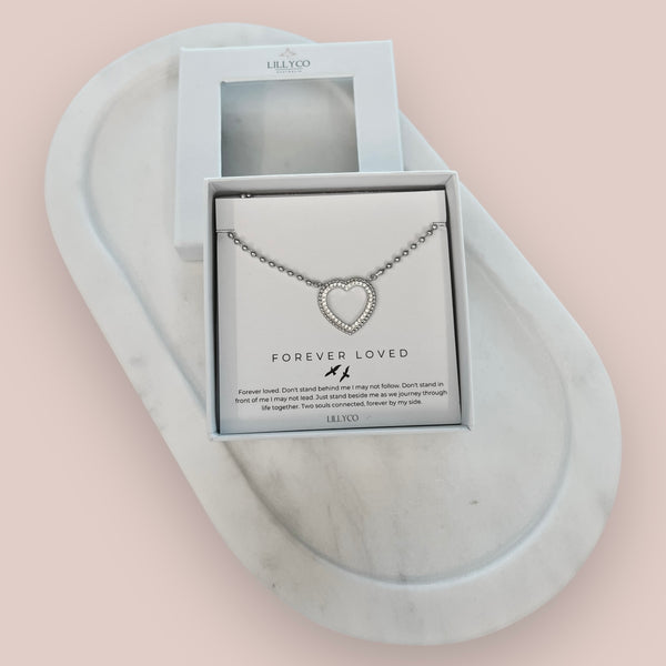 Fine | Forever Loved Boxed Bling Heart Necklace | Silver