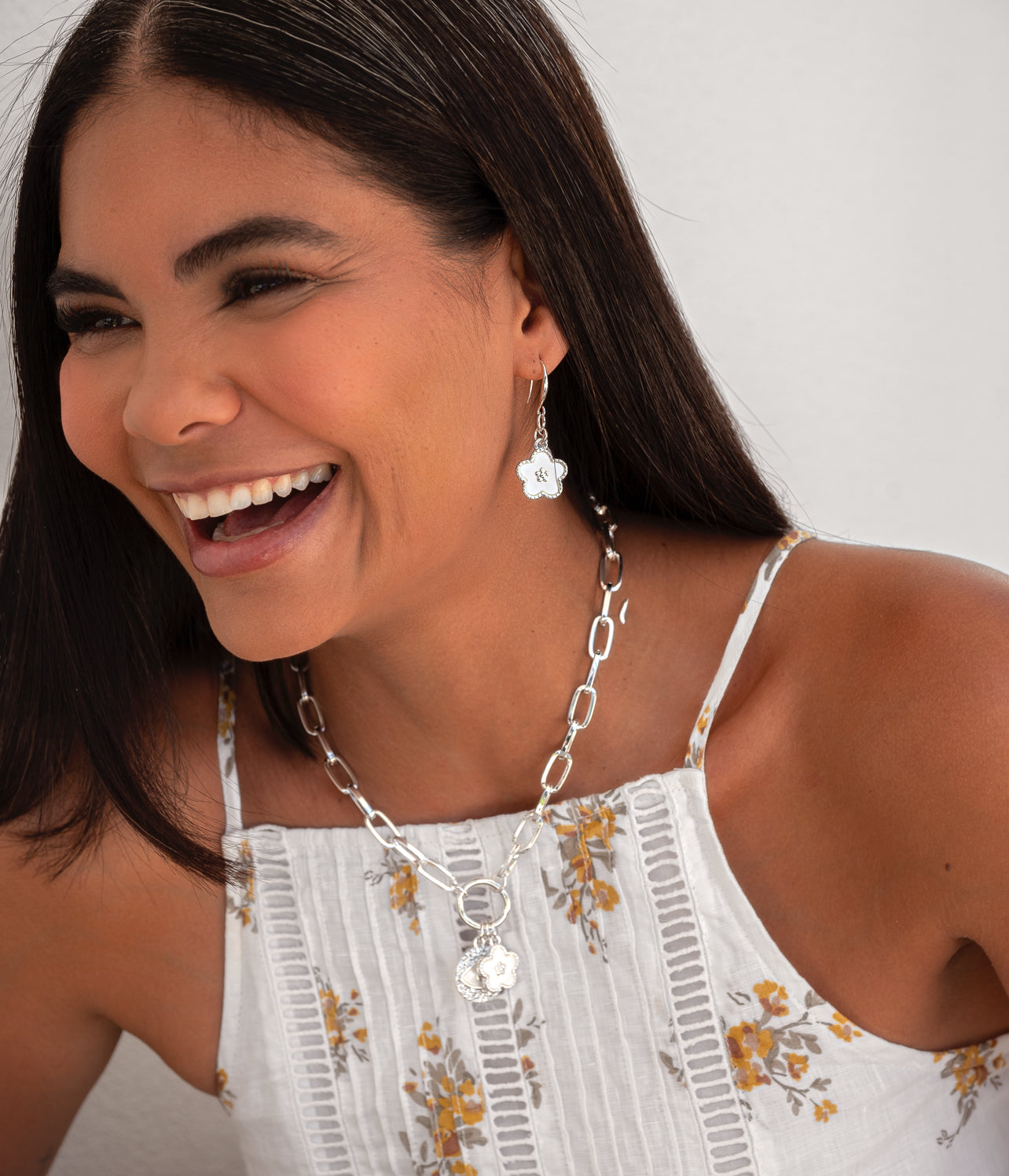 SHORT | Silver Crystal Eye Charm Necklace