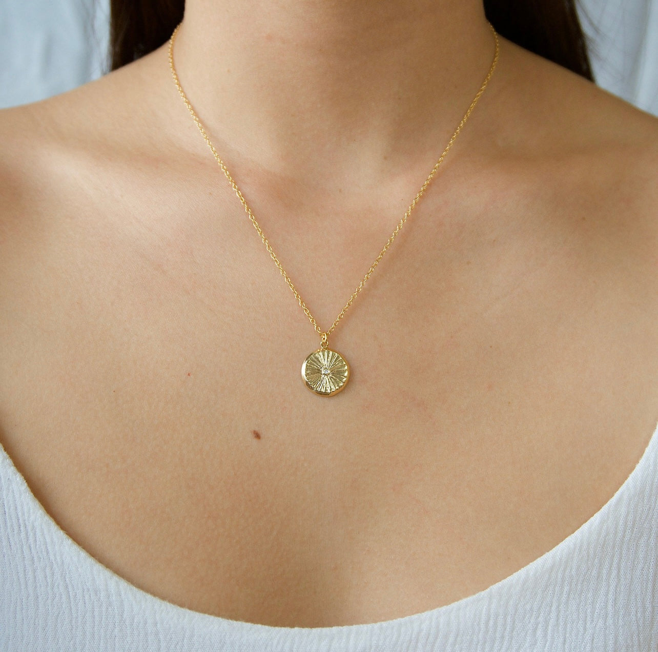 18K Plated | Coin Disc Moonstone Necklace