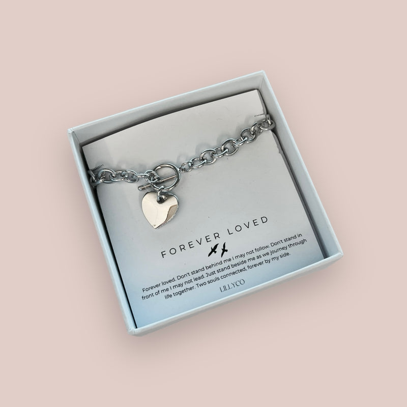 Forever Loved #3 Boxed Single Heart Link Bracelet | Silver