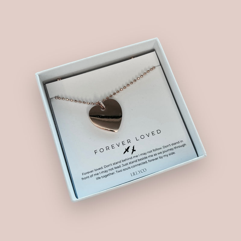 Forever Loved #3 Boxed Single Heart Necklace | Rose Gold