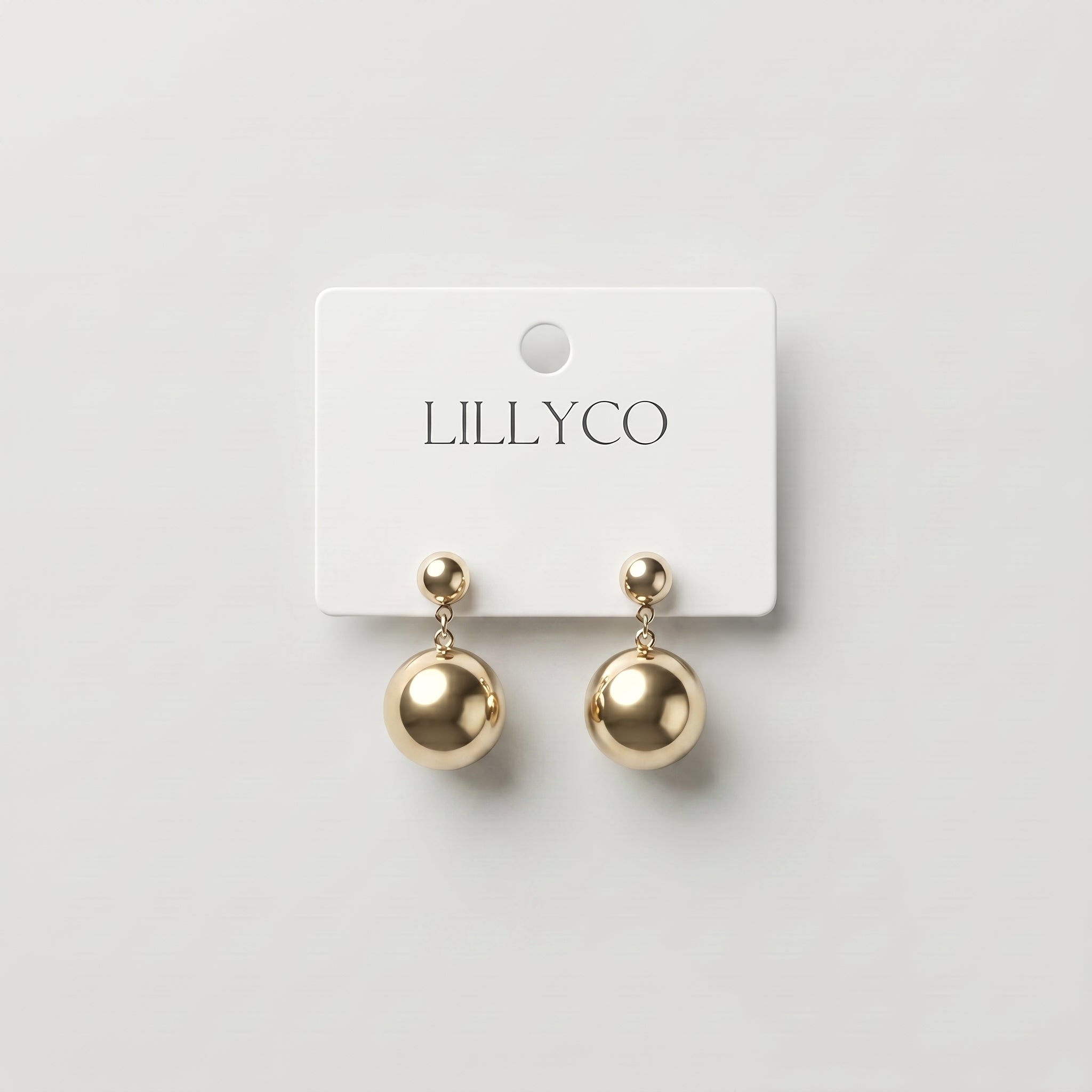 Gold Drop Ball Earring
