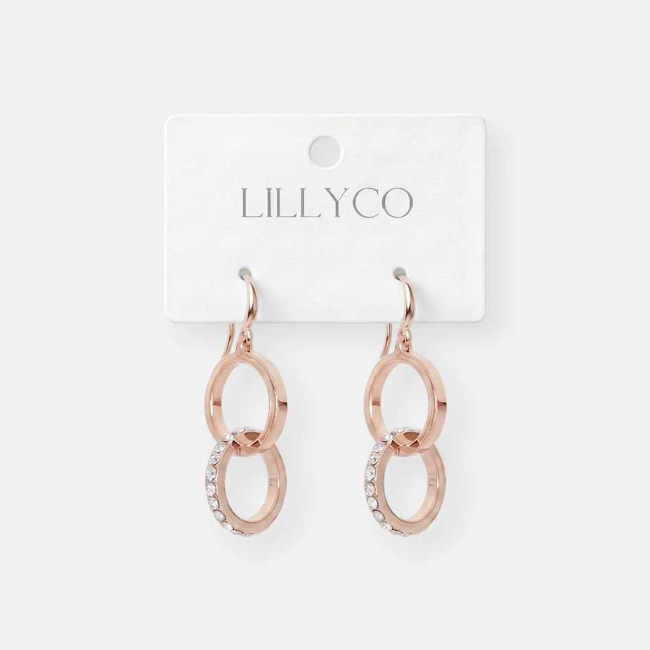 Rose Gold Link & Bling Earring