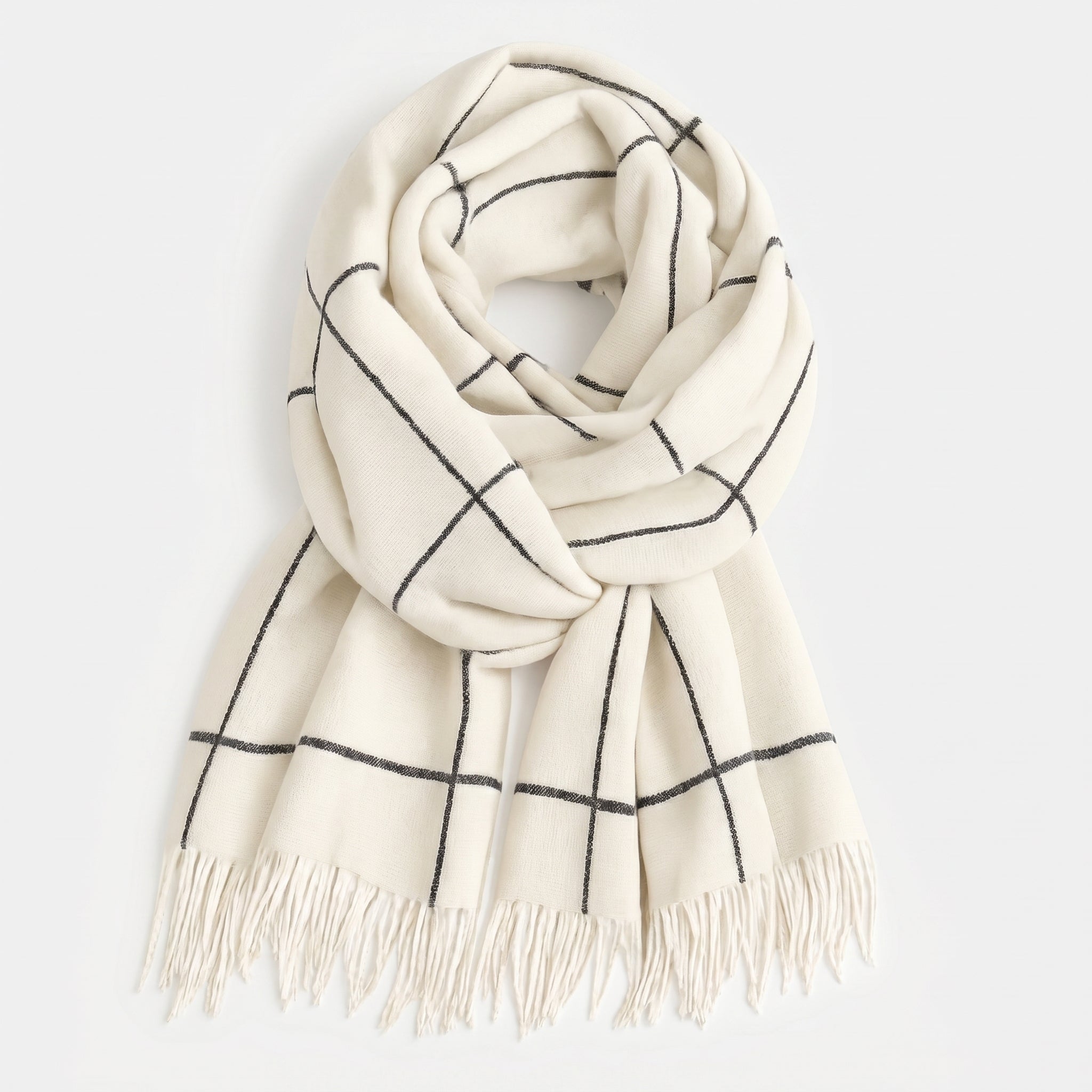 Ladies Winter | White & Black Check Scarf