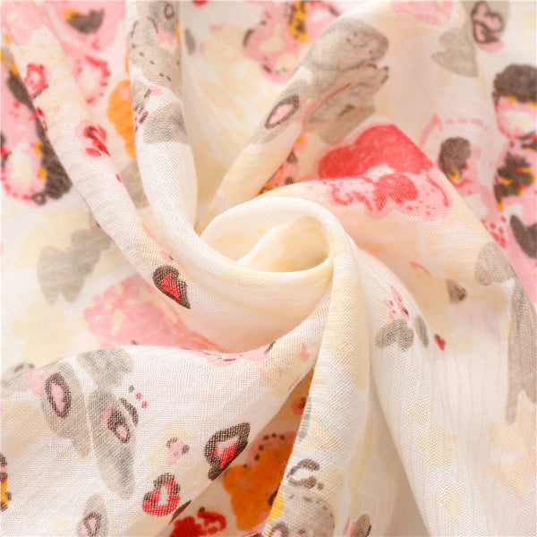 Ladies | Pink Flora w Tassel Scarf