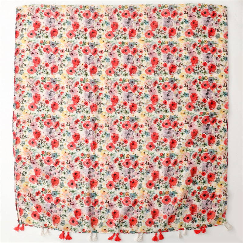Ladies Pink Poppy Scarf