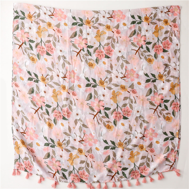 Ladies | Pink & Mustard Flower Scarf