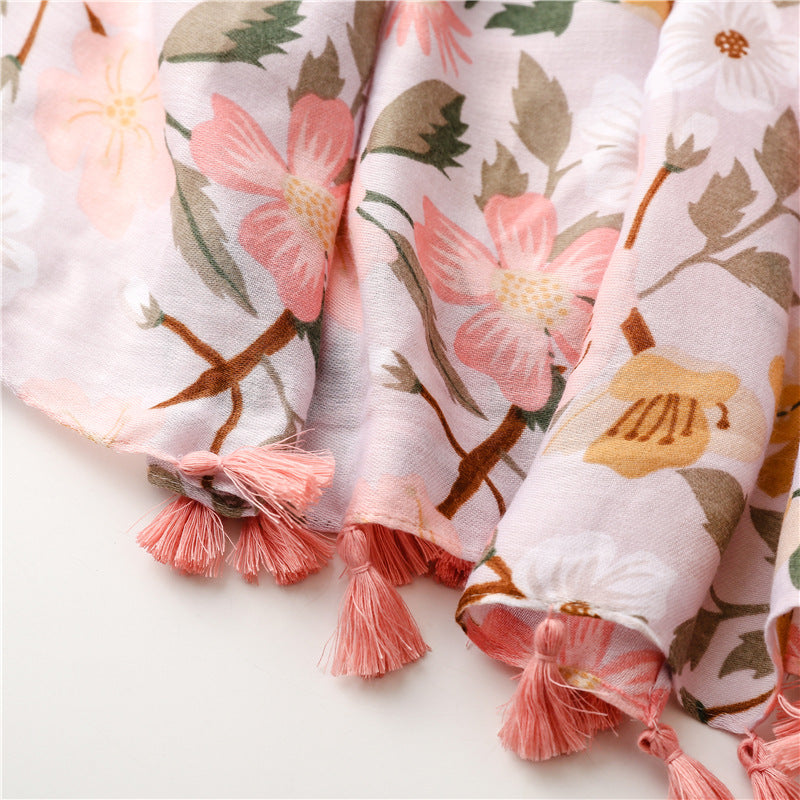 Ladies | Pink & Mustard Flower Scarf