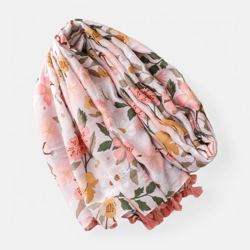 Ladies | Pink & Mustard Flower Scarf