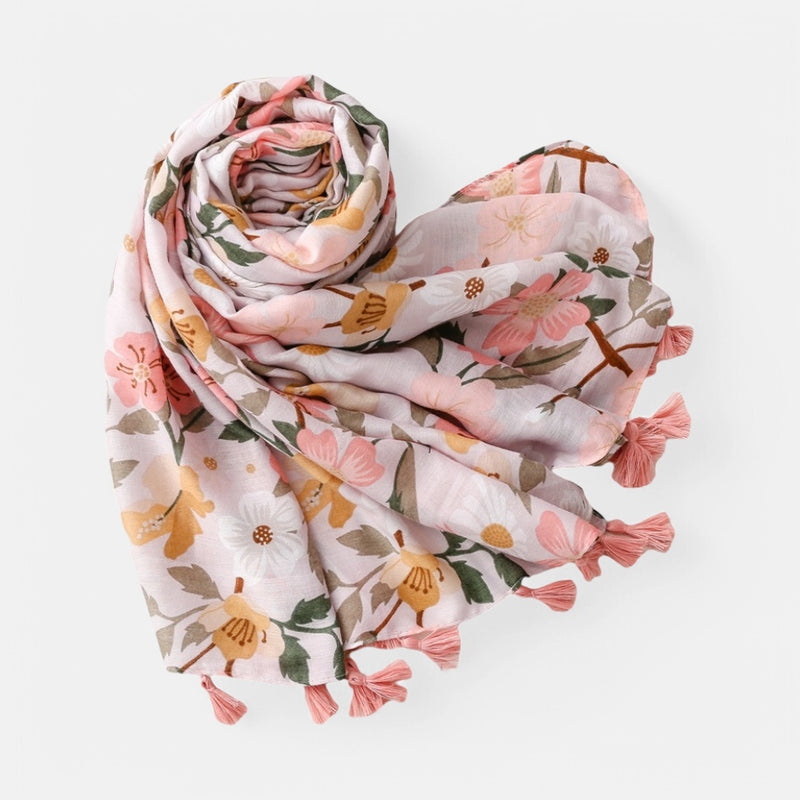 Ladies | Pink & Mustard Flower Scarf
