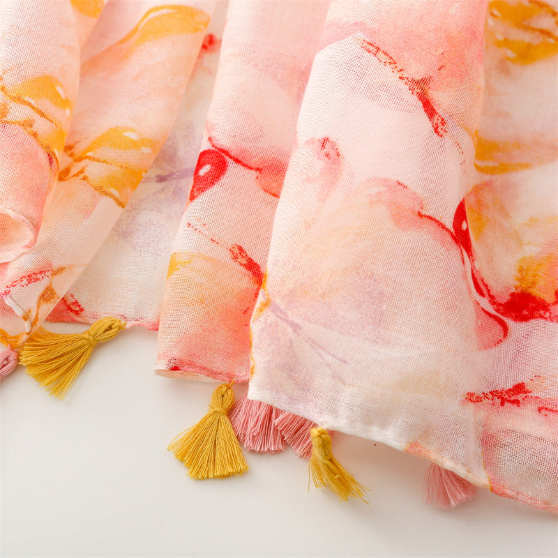 Ladies Pink Watercolour Butterfly Scarf