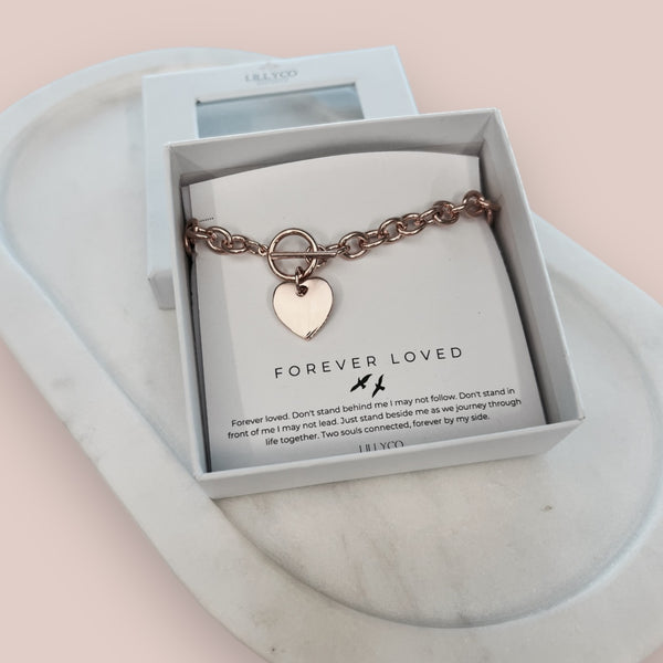 Forever Loved #3 Boxed Single Heart Link Bracelet | Rose Gold