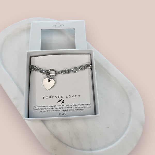 Forever Loved #3 Boxed Single Heart Link Bracelet | Silver